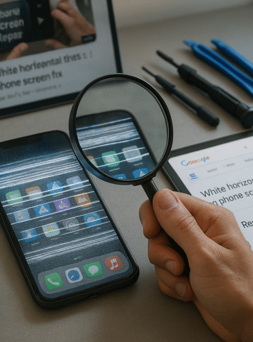 white horizontal lines on phone screen